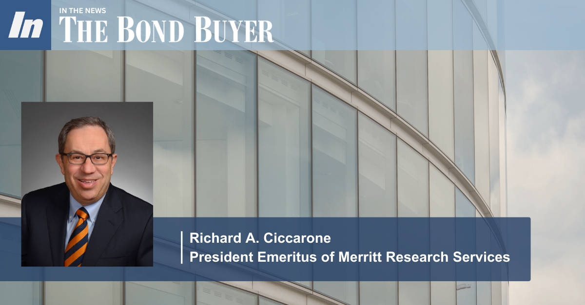 Richard A. Ciccarone of Merritt Research Services, an Investortools company, was recently quoted in The Bond Buyer about the growing vacancies in commercial real estate and the implications for local municipalities.